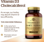 Solgar Vitamina D3 (Colecalciferol) 10.000 UI, 120 Cápsulas Blandas