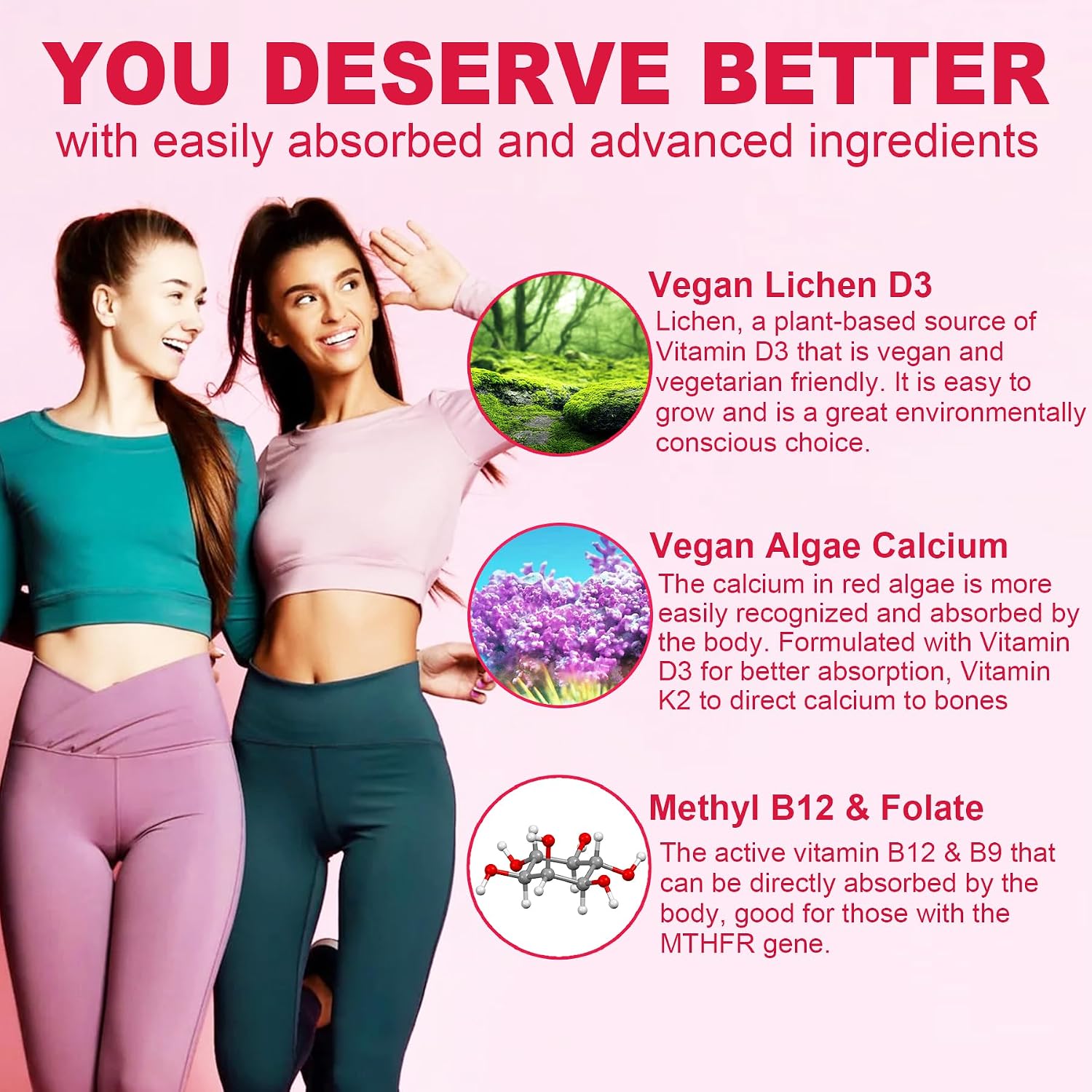 Multivitamínico en Gominolas Sin Azúcar para Mujeres con Calcio, D3 K2, Inositol, Folato, Biotina, Hierro - 2 Paquetes