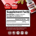 Berberine Supplement 1800mg - Premium Berberine HCl 97% High Purity, Supports Immune System, High Potency Hydrochloride & Extract, Activates AMPK & GLP-1, Non-GMO Vegan, for Men Woman 90 Capsules