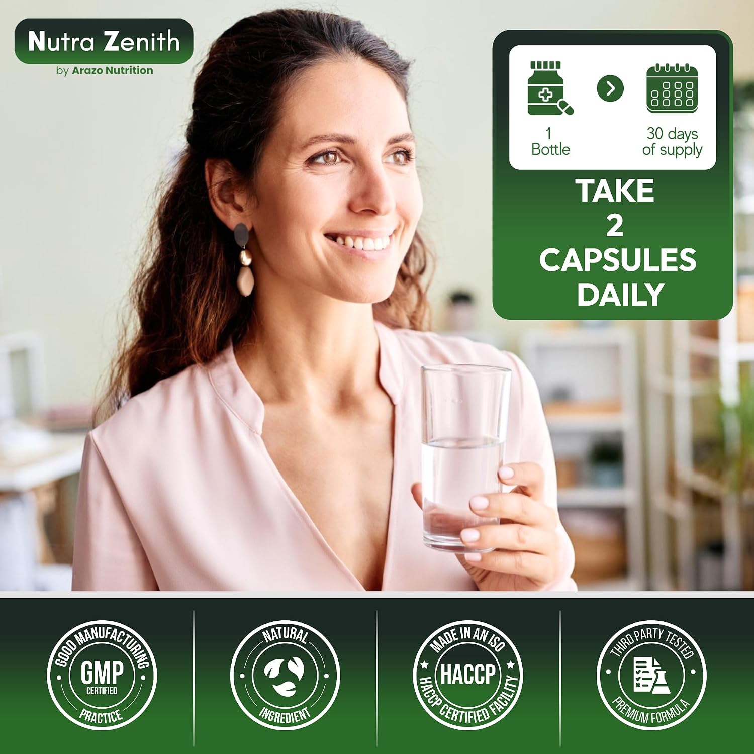 Arazo Nutrition AKG Suplemento Antiedad y Energía con Vitamina B6, Vitamina C y L-Arginina - 60 Cápsulas