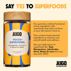 JUGO Focus + Superfoods Gominolas de Ashwagandha con Vitamina D3 y Mezcla de Superfrutas