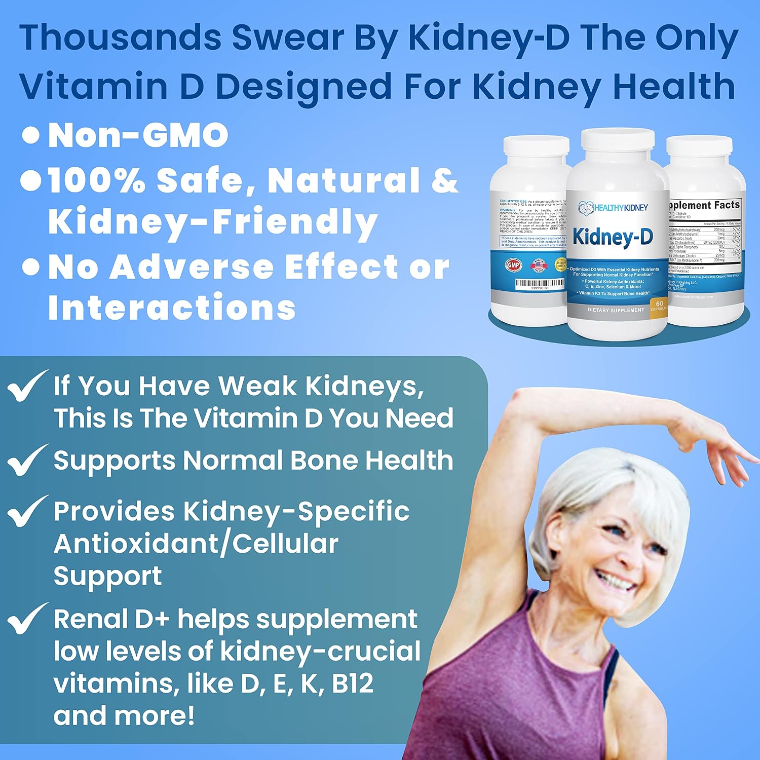 Kidney-D, Suplemento Renal con Vitamina D3 Optimizado para la Salud de los Riñones