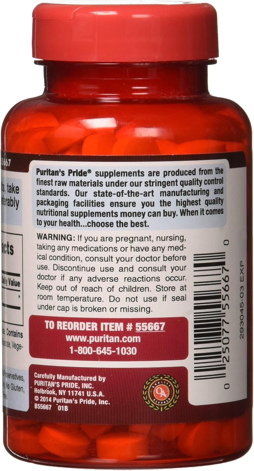 Puritan's Pride Vinagre de Manzana 600 mg, Comprimidos Vegetarianos, 200 Comprimidos