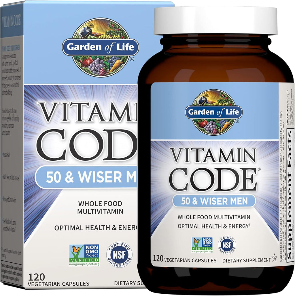 Garden of Life Vitamin Code Hombres 50 y más Multivitamínico con Probióticos para Hombres Mayores de 50 Años