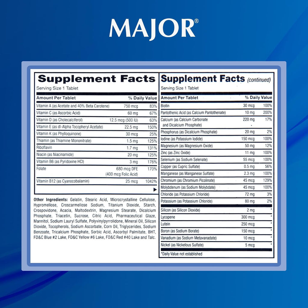 MAJOR CertaVite Multivitamínico sénior con antioxidantes – Multivitamínico para mayores de 50 años, 60 comprimidos