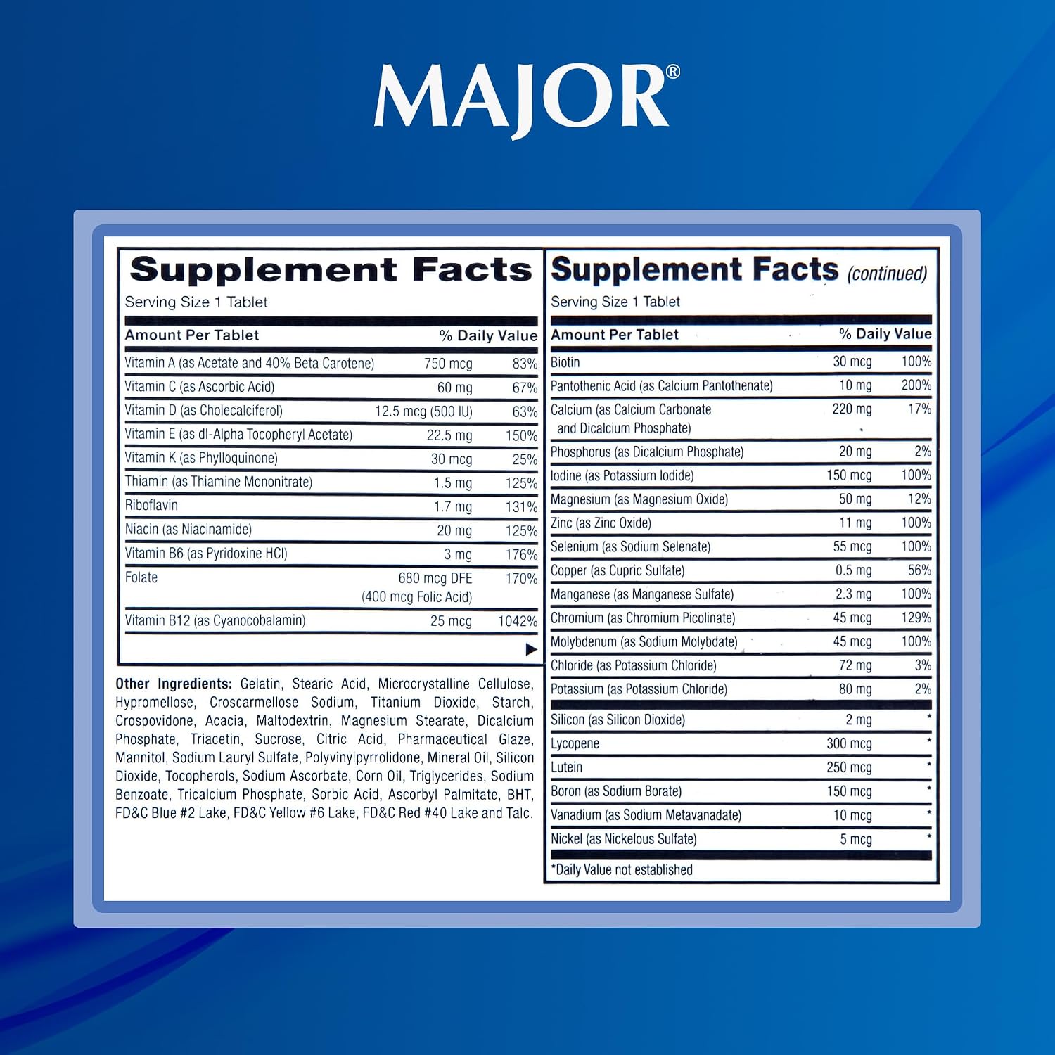 MAJOR CertaVite Multivitamínico sénior con antioxidantes – Multivitamínico para mayores de 50 años, 60 comprimidos
