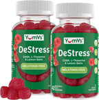 YumV's De-Stress Gummies con GABA, L-Theanina y Melisa - Gomitas Calmantes Sabor Frutos del Bosque - 42 unidades (Paquete de 2)