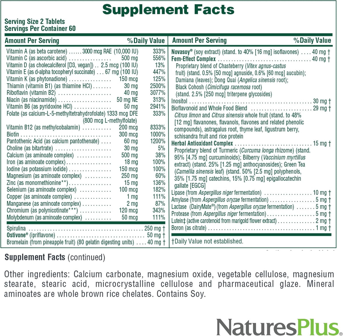 NaturesPlus Source of Life Women - Multivitamínico y Mineral para Mujeres - 240 Comprimidos – Image 5