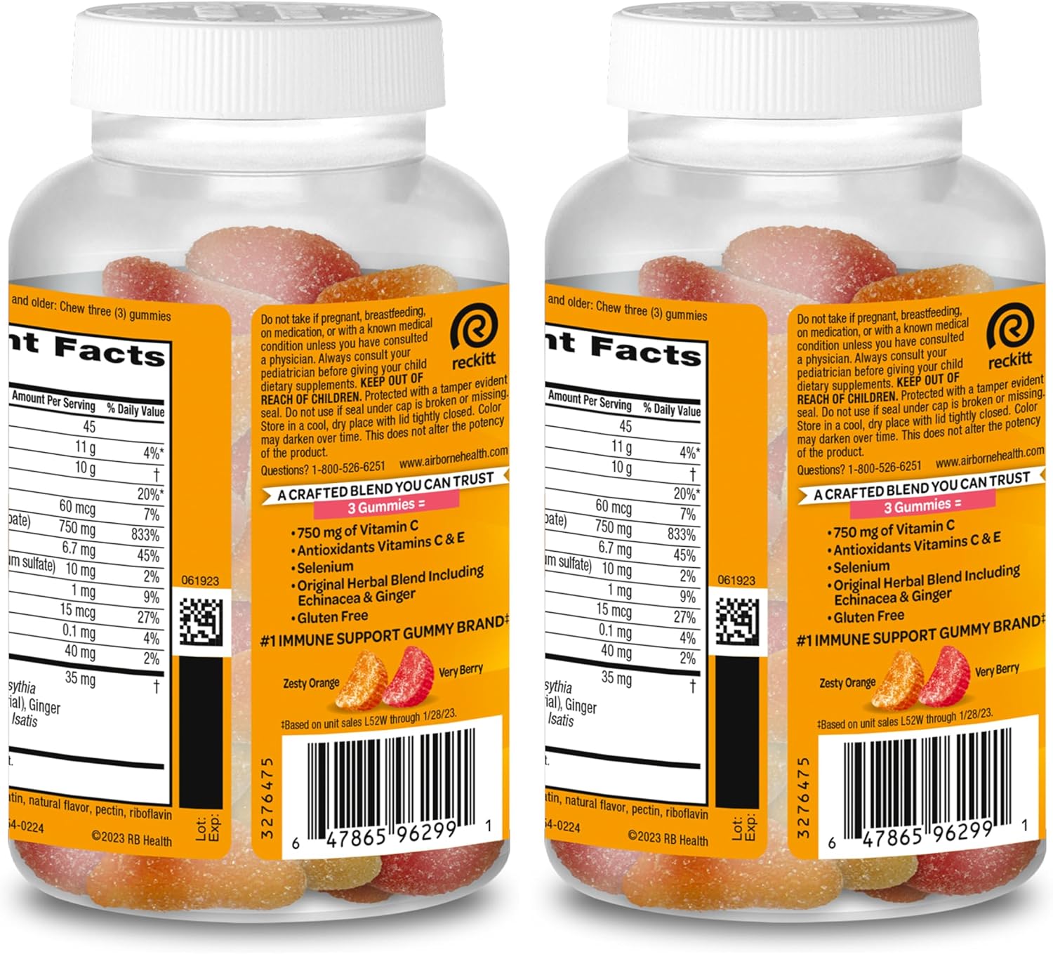 Airborne 750mg Vitamina C Gominolas - 126 Gominolas, Sabor Frutas Variadas