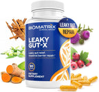 BioMatrix Leaky Gut-X - Complemento para la Reparación Intestinal con Glutamina, Quercetina, Uña de Gato, MSM, 60 Días