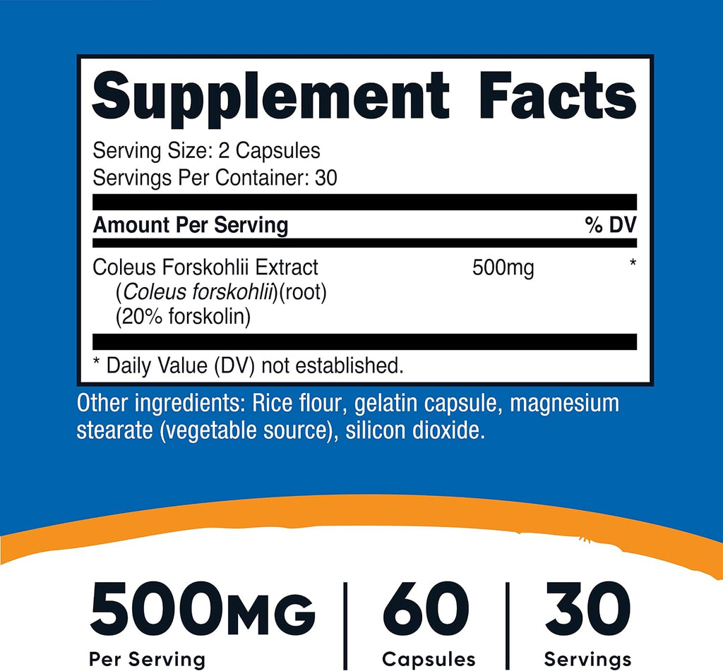 Nutricost Coleus Forskohlii 500mg por Dosis - 2 Botellas (120 Cápsulas)