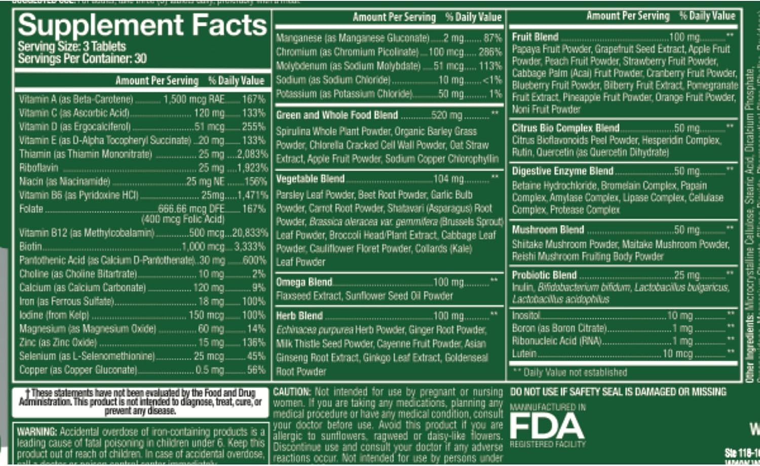 Whole Nature Multivitamínico Diario para Hombres y Mujeres (2 Paquetes)