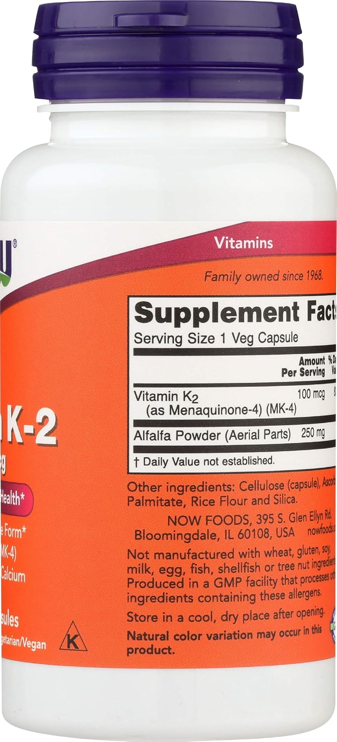 NOW Foods Vitamina K-2, 100 Cápsulas