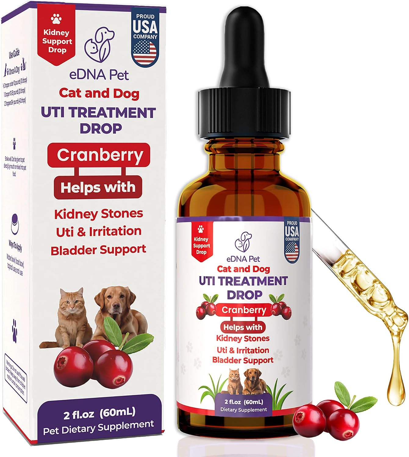 EDNA HOME Gotas de Arándano para Perros y Gatos - Suplemento Urinario (59 ml)