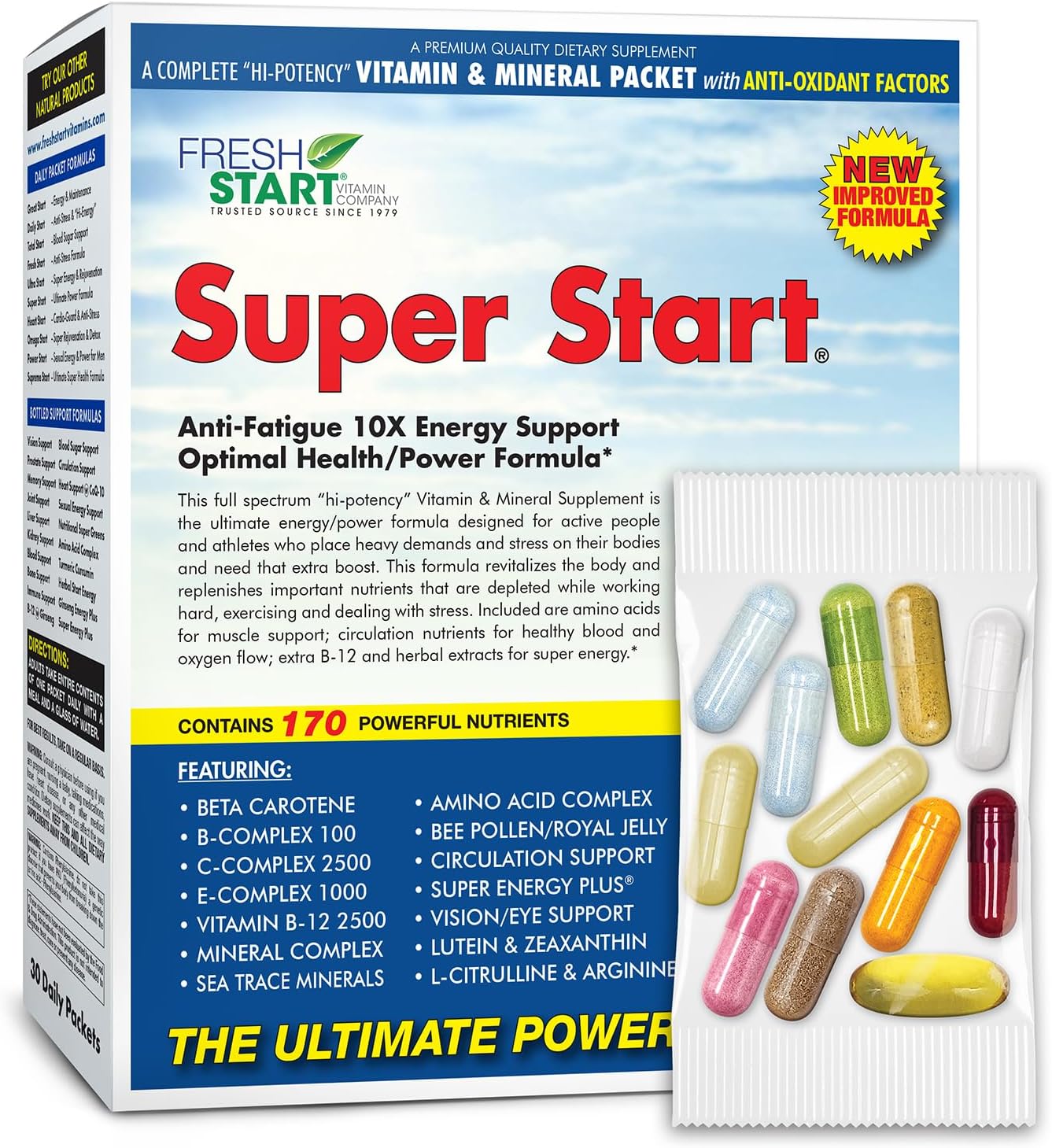 Super Start Pack Multivitamínico Diario - Energía y Resistencia - 30 Sobres