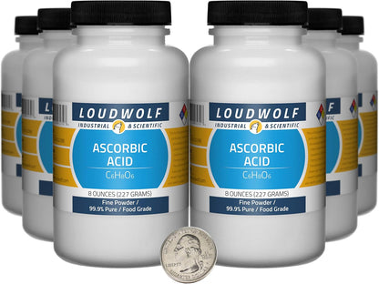 Ácido Ascórbico en Polvo 99.9% Puro - 4 Botellas de 113 g (4 oz) - Grado Alimenticio