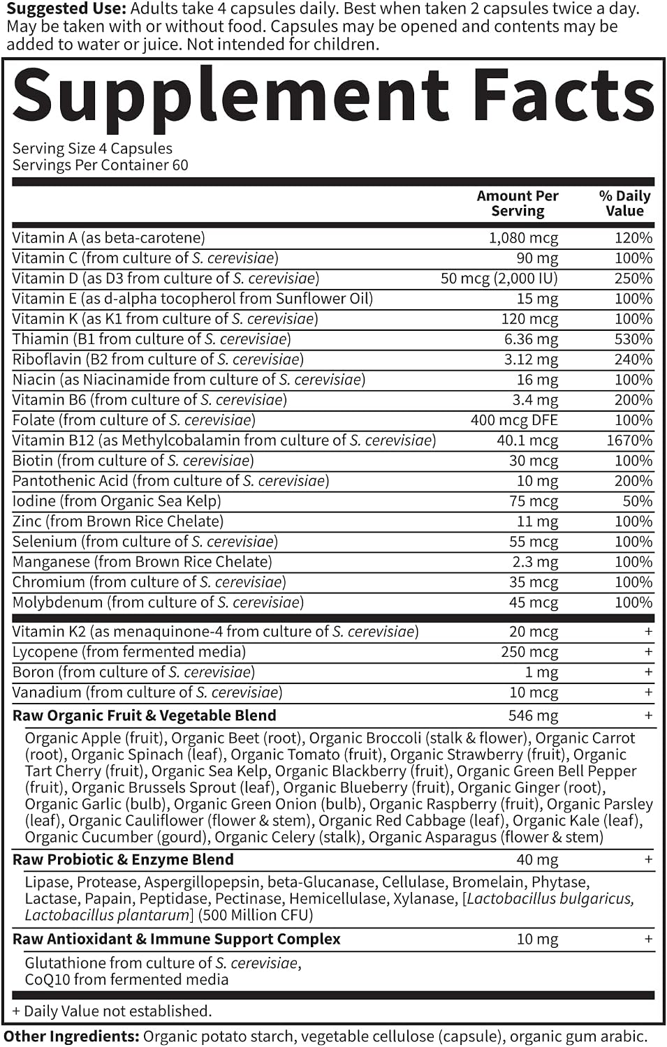Garden of Life Vitamin Code Hombres 50 y más Multivitamínico con Probióticos para Hombres Mayores de 50 Años