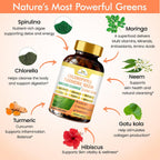 Organic Veda Chlorophyll Turmeric Neem - Suplemento para Piel Limpia con Zinc y Cobre, 60 Cápsulas