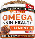 StrellaLab Omega 3 para Perros - 180 Golosinas de Aceite de Pescado - Suplemento para la Piel y el Pelaje - Sabor a Salmón Ahumado