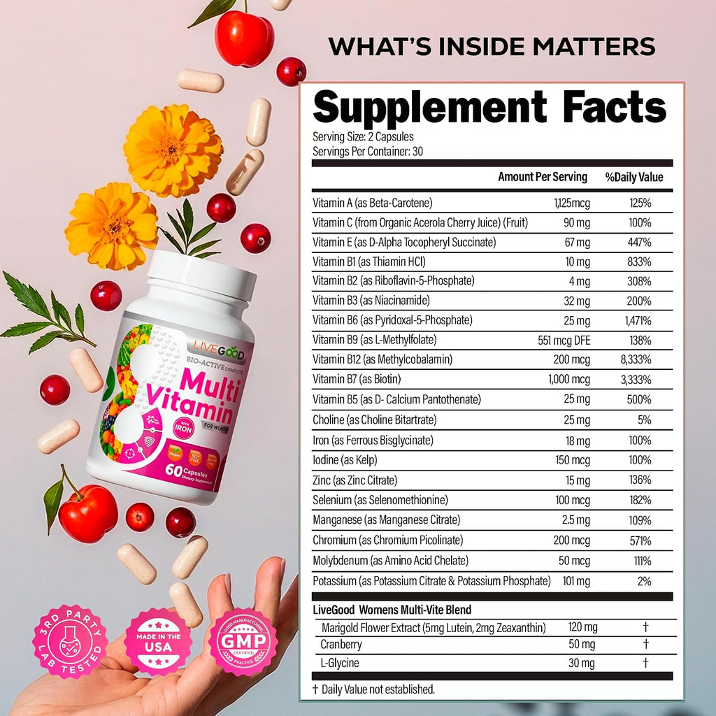 LIVEGOOD Bio-Active Complete Multivitamínico para Mujeres con Hierro