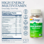 SOLARAY Once Daily High Energy Multivitamin, Sin Hierro, 60 Cápsulas Veganas