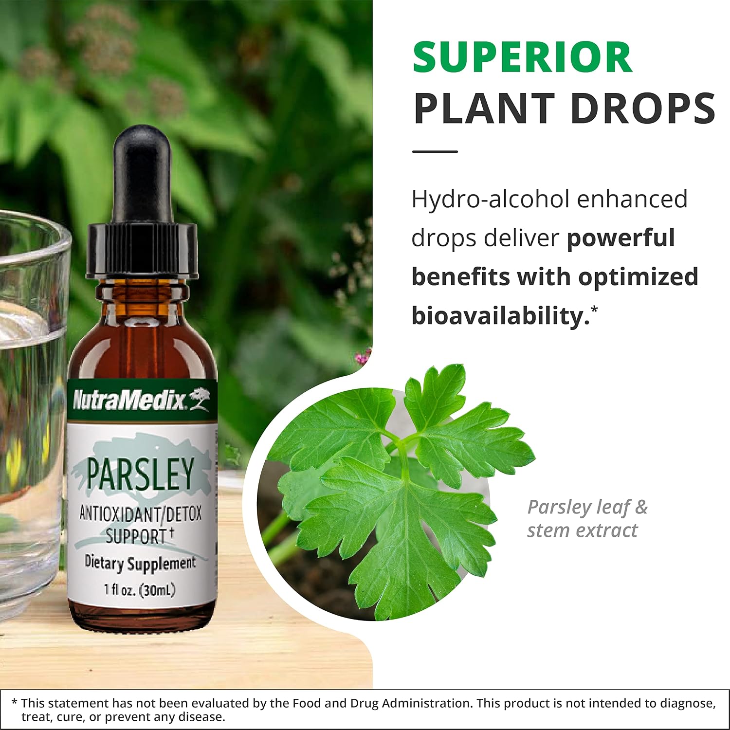 NutraMedix Suplemento de Perejil - Extracto Líquido de Hojas y Tallos - 30 ml