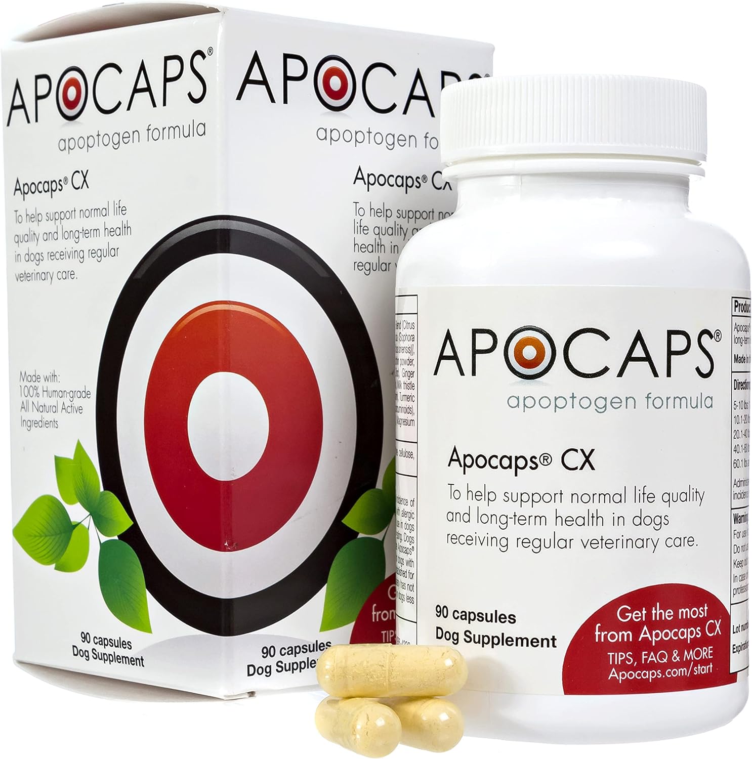 Apocaps CX Apoptogen Formula para Perros - Cardo Mariano y Cúrcuma - 90 Cápsulas
