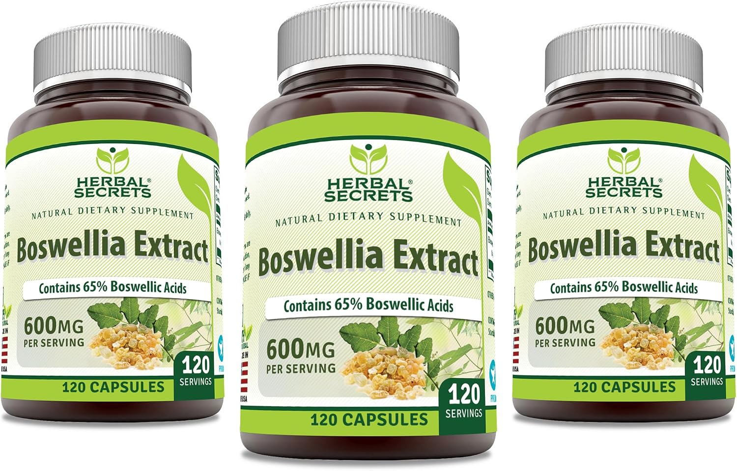 Herbal Secrets Extracto de Boswellia Serrata (65% Ácidos Boswélicos) 600 mg, 250 Cápsulas