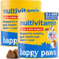 Happy Paws 10-en-1 Multivitamínico para Perros - 200 Chewables Sabor Cordero Vegano