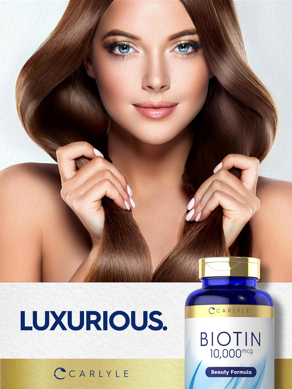 Carlyle Biotina 10000mcg | 300 Cápsulas Blandas | Alta Concentración para Cabello, Piel y Uñas | Sin Gluten, No GMO