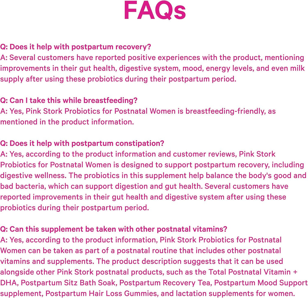 Pink Stork Probióticos Postnatales - 30B UFC con Ashwagandha y Manzanilla, 30 Cápsulas