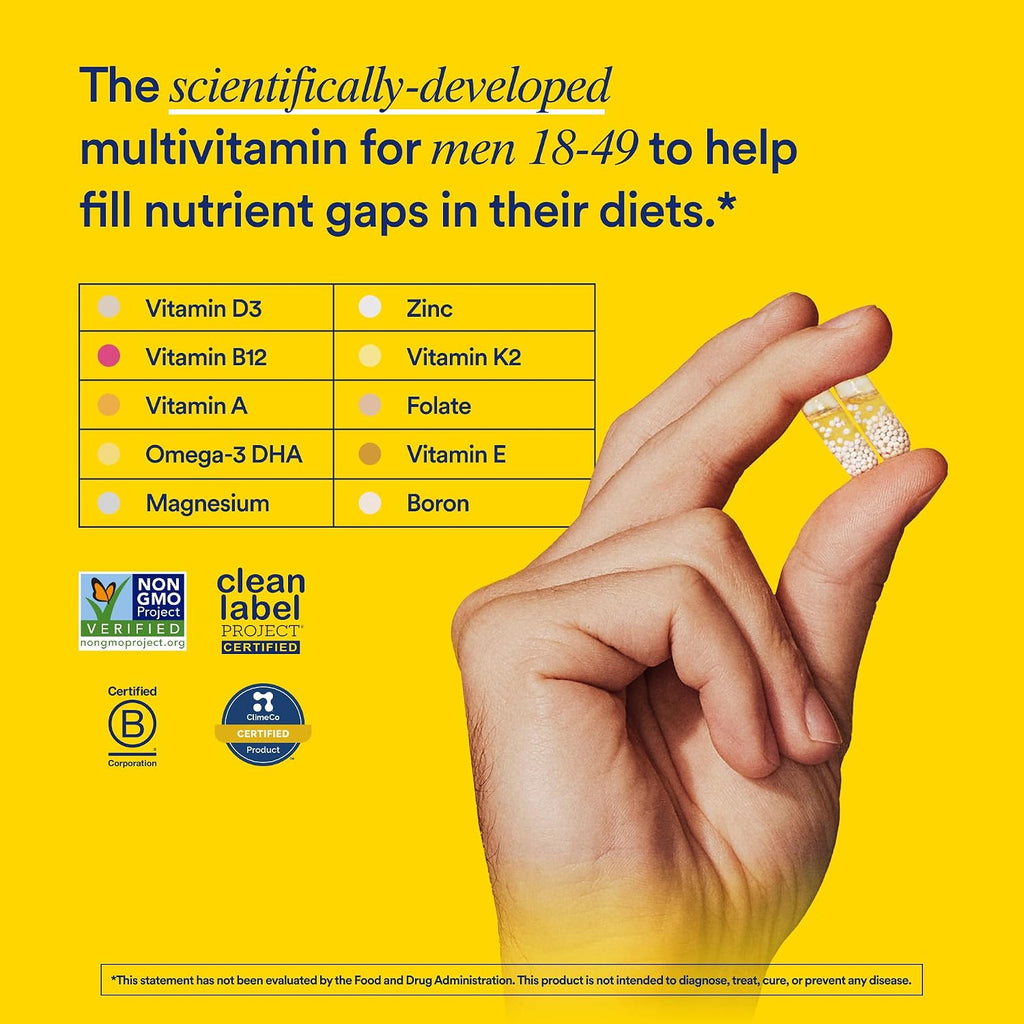 Ritual Multivitamínico para Hombres 18+ - Zinc, D3, B12, A, K2 - 60 Cápsulas (30 Dosis) - Vegano