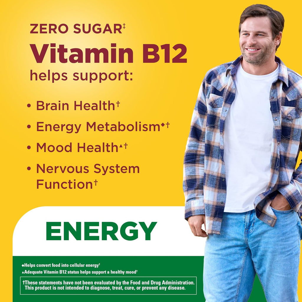 Nature Made Zero Sugar Energy Vitamin B12 Gummies 1000 mcg – 110 gominolas sin azúcar