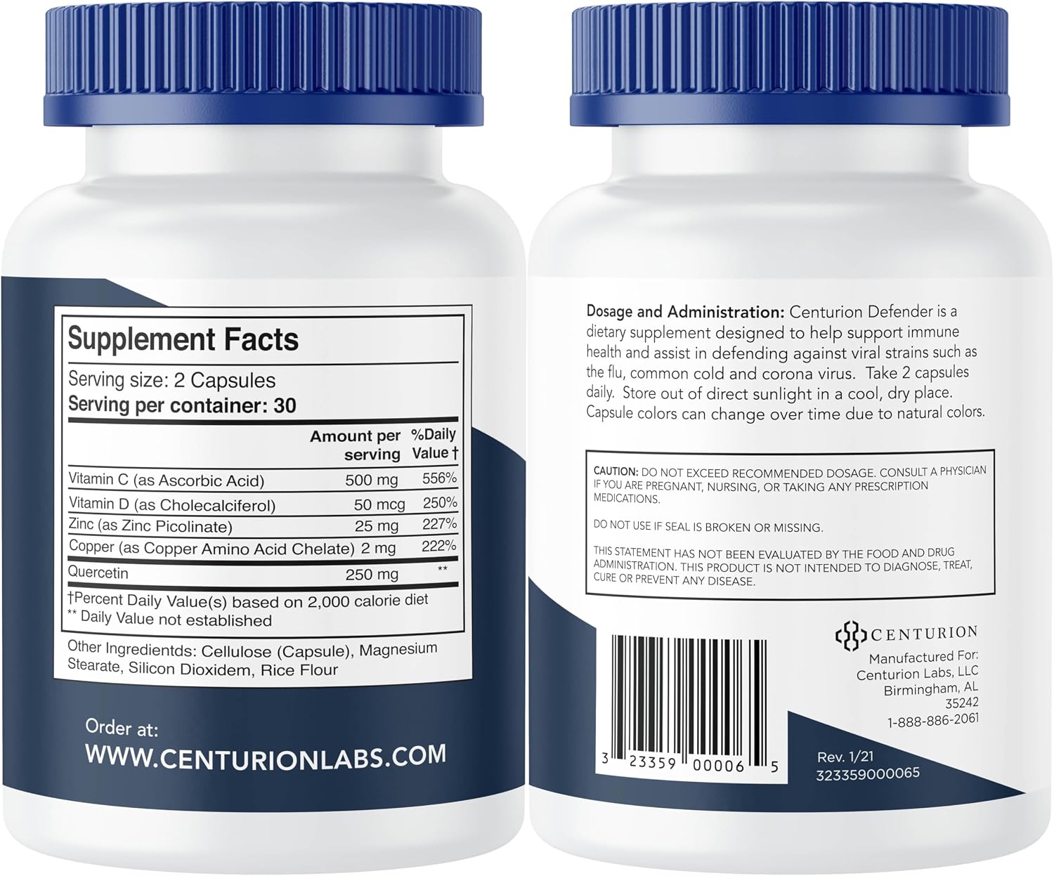 Defender Immunity Boost - 5-en-1 con Quercetina, Zinc, Vitamina D, Vitamina C y Cobre, 60 Cápsulas
