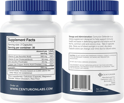 Defender Immunity Boost - 5-en-1 con Quercetina, Zinc, Vitamina D, Vitamina C y Cobre, 60 Cápsulas – Image 2