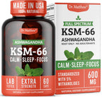 Ashwagandha KSM-66 Orgánica – 600mg por Cápsula, Extracto de Raíz Completo (60 Cápsulas)