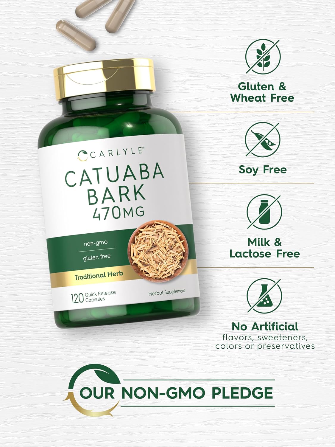 Carlyle Cáscara de Catuaba 470 mg, 120 Cápsulas