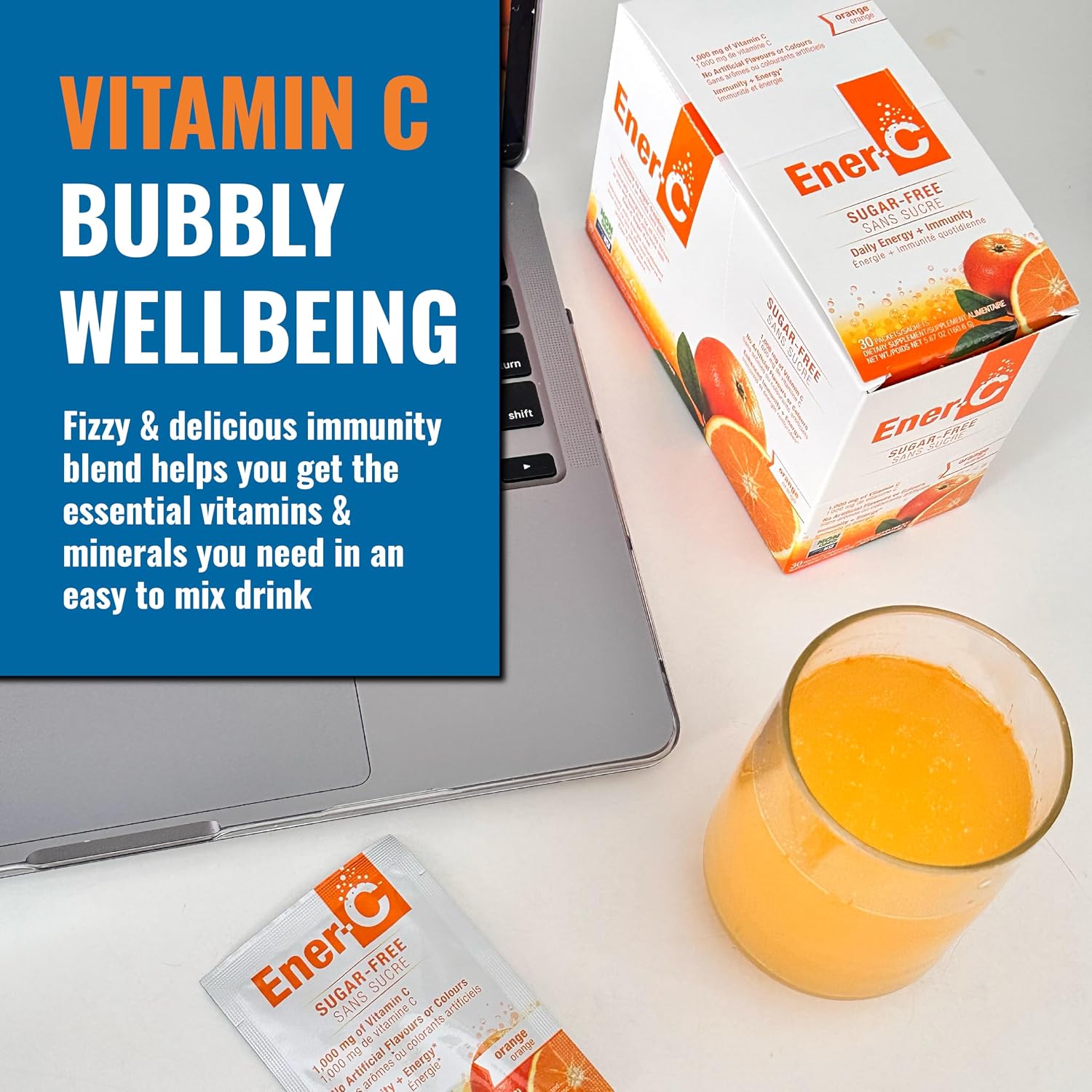 Ener-C Sugar Free Multivitamin Drink Mix - Naranja, 30 sobres