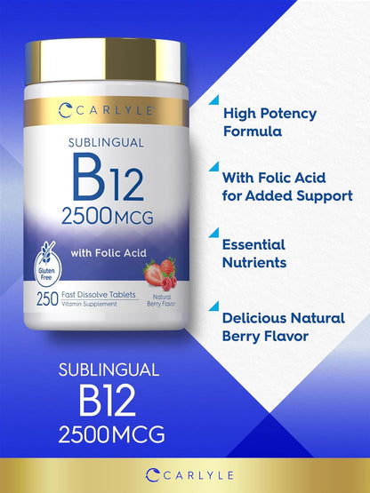 Carlyle Vitamina B12 Sublingual 2500 mcg + – Sistema inmunitario: Contribuye al funcionamiento normal del sistema – Image 4