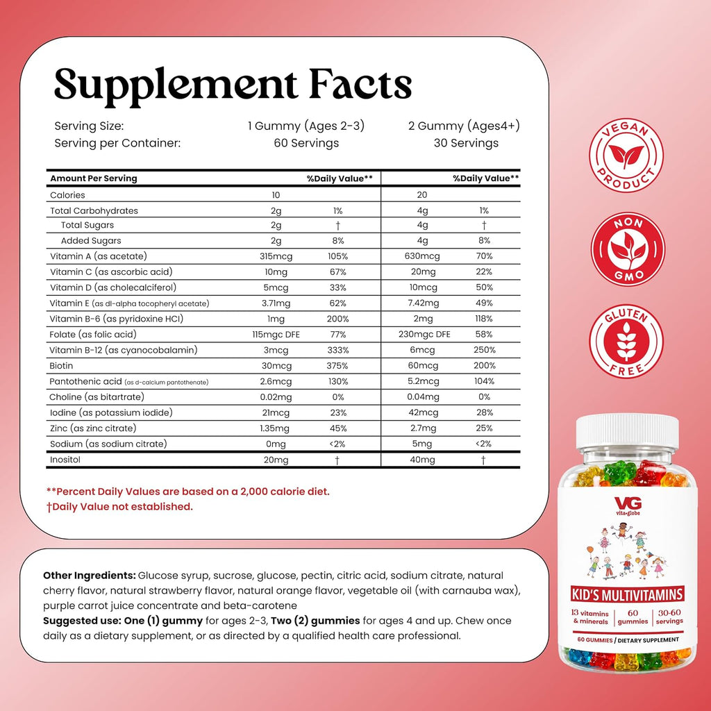 VITA Globe Multivitamínico Infantil Completo en Gominolas – 120 unidades (Pack de 2)