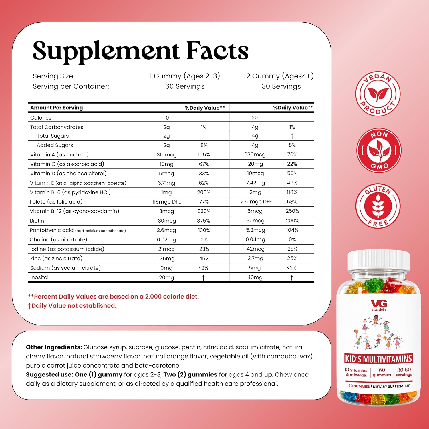 VITA Globe Multivitamínico Infantil Completo en Gominolas – 120 unidades (Pack de 2)