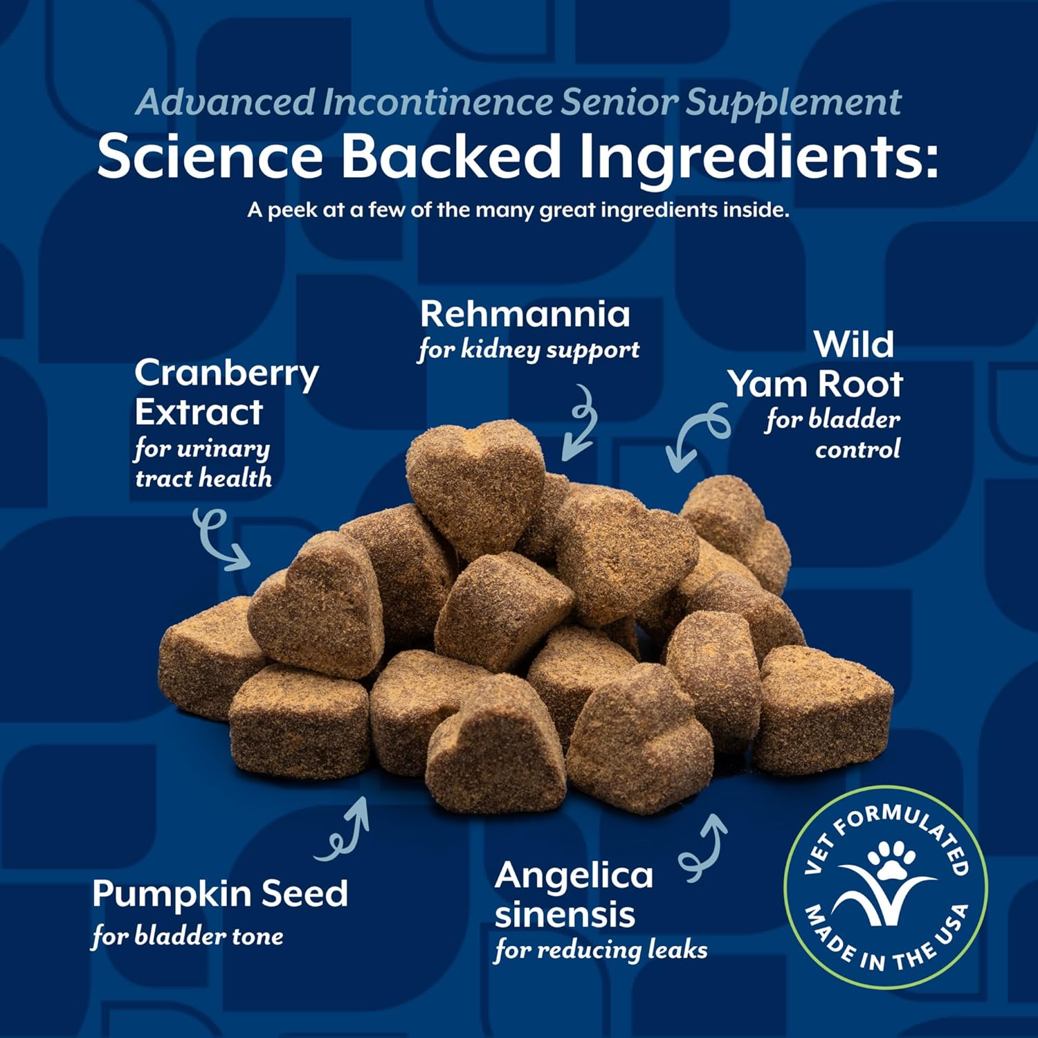 NaturVet Senior Advanced Incontinencia para Perros – Complemento para Control de Vejiga – 120 Snacks Blandos