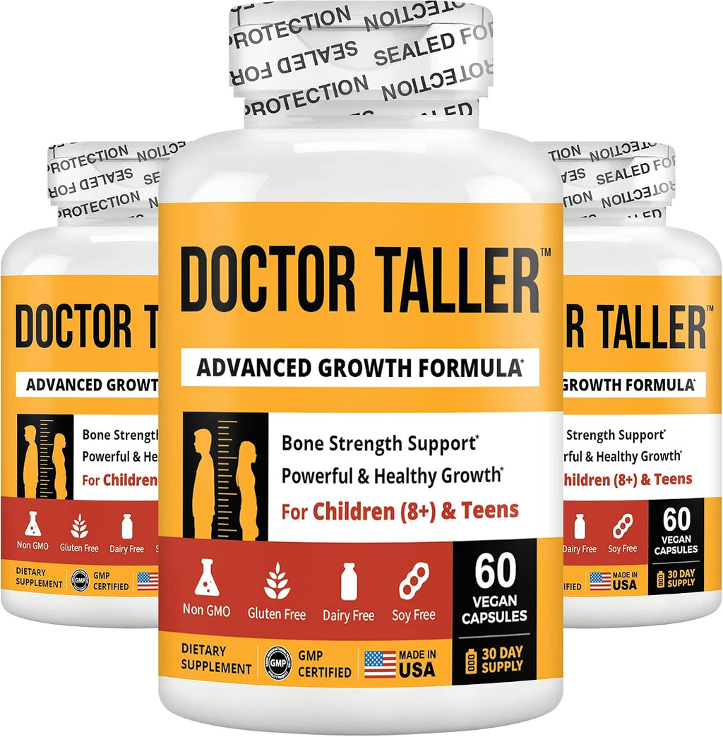 NuBest Doctor Taller - Fórmula de Crecimiento en Altura - Apoya el Crecimiento en Altura y la Inmunidad - con Calcio, Vitamina D3, Vitamina K2, Aminoácidos y Hierbas para Niños (8+) - Pack de 3 | Suministro para 3 Meses