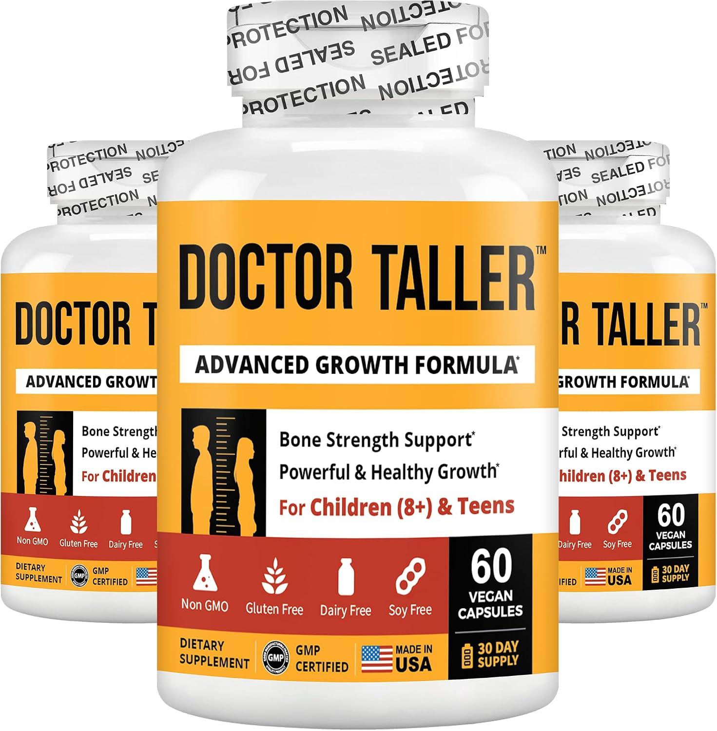 NuBest Doctor Taller - Fórmula de Crecimiento en Altura - Con Calcio, Vitamina D3, K2, Aminoácidos y Hierbas para Niños (8+) - Pack 3 Meses