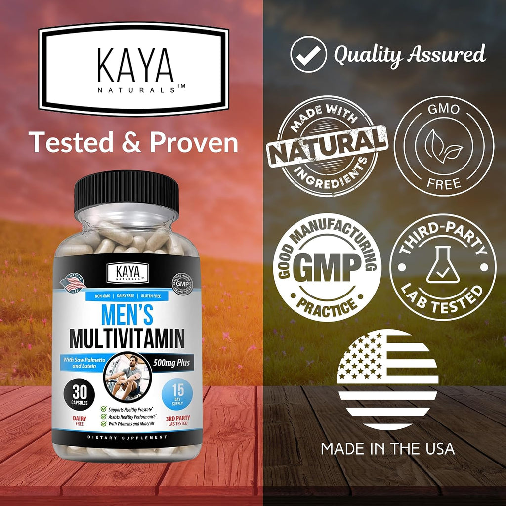 Kaya Naturals Multivitamínico para Hombres - Complejo de Vitaminas y Minerales con Zinc y Vitamina C - 30 Cápsulas Vegetales