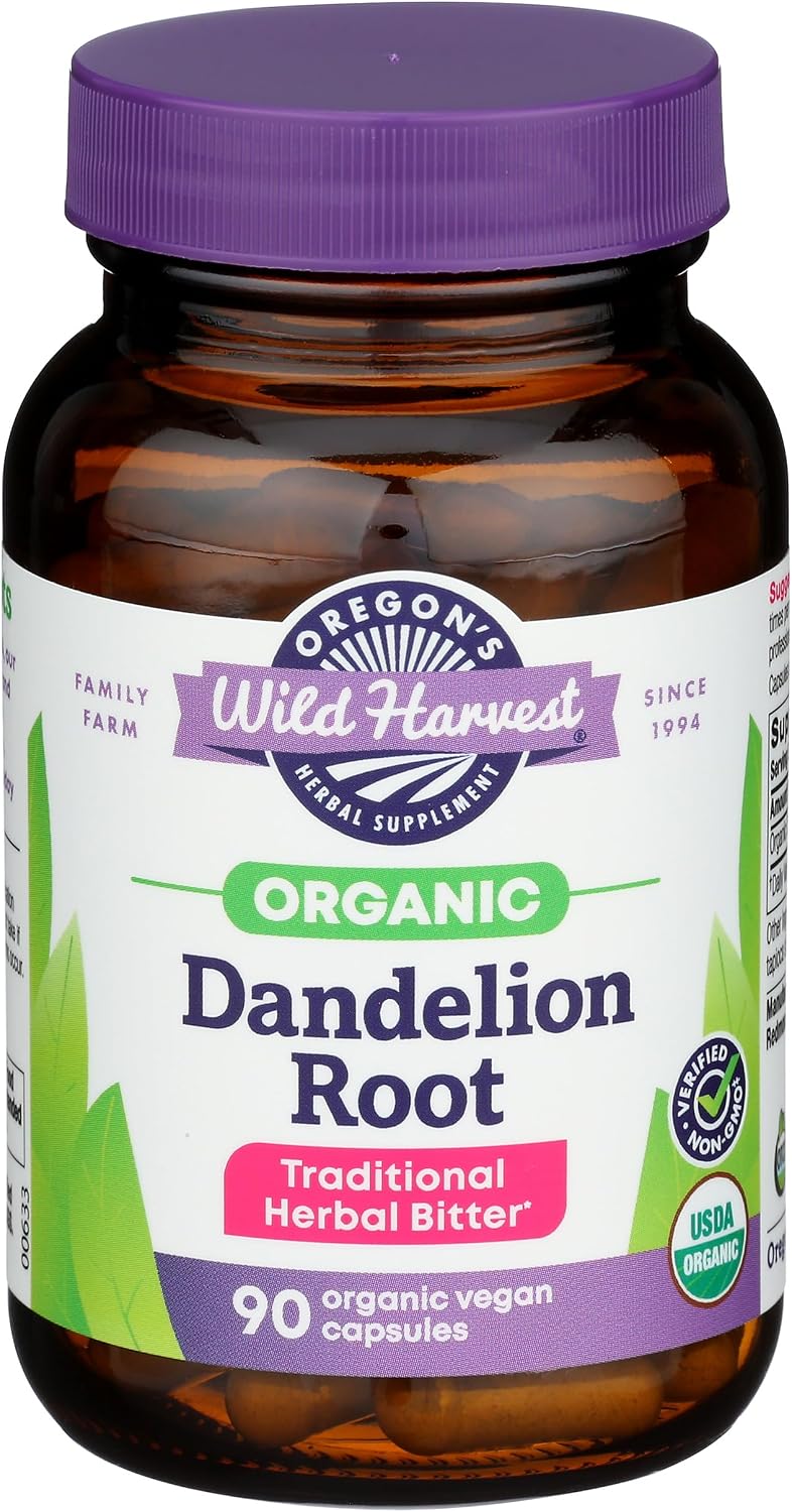 Oregon's Wild Harvest Raíz de Diente de León Orgánica - 90 Cápsulas