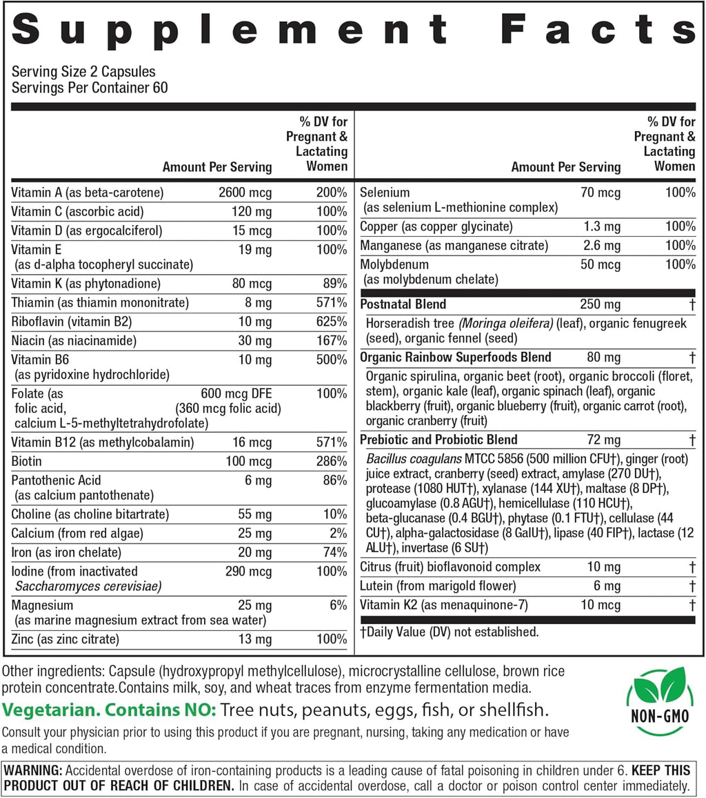 Rainbow Light Multivitamínico Postnatal para Mujeres, 120 Cápsulas