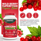 Greens+ SuperFruit Amazonian Camu Camu Supplement with Vitamins and Minerals, High ORAC Antioxidants, 400mg Natural Vitamin C, 120 Vegetable Capsules