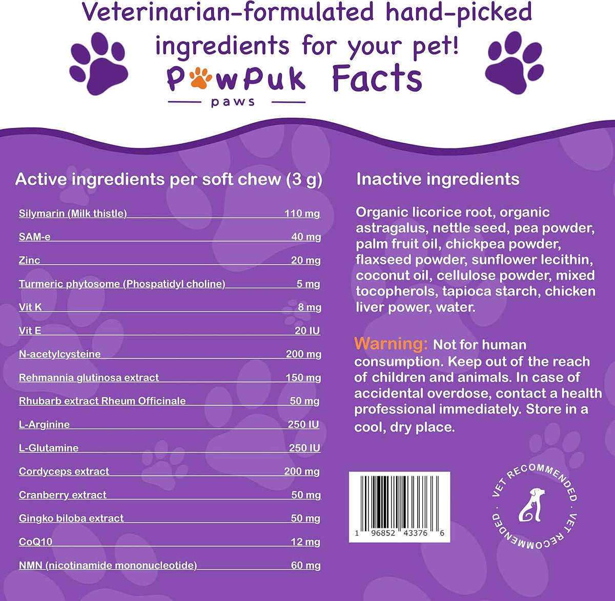 PawPuk Paws Suplemento Hepático y Renal para – CoQ10 (Coenzima Q10): Antioxidante que favorece la función celular – Image 4