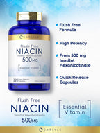 Carlyle Niacina Sin Rubor 500mg (400 mg Niacina + 100 mg Inositol) - 220 Cápsulas